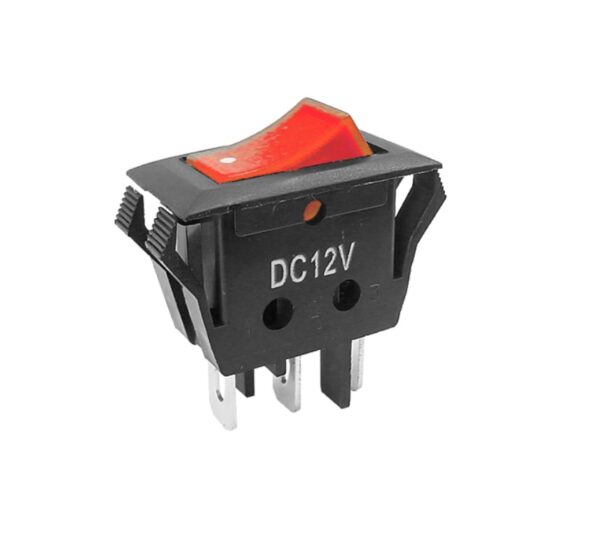 SWITCH C/LUZ ON-OFF 12V 3PIN 4CLIPS ROJO