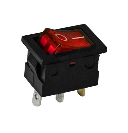 SWITCH LUZ ON OFF 12V 3PIN 2CLIPS ROJO